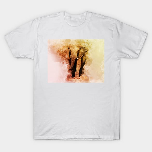 Powerful African Elephant - Watercolor T-Shirt by SPJE Illustration Photography